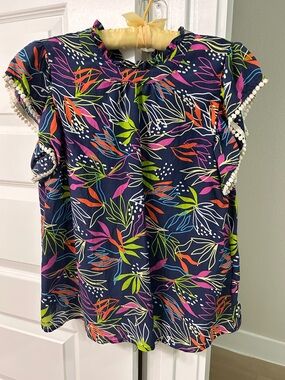 THML Sz SML Multicolor Leaf Print Blouse